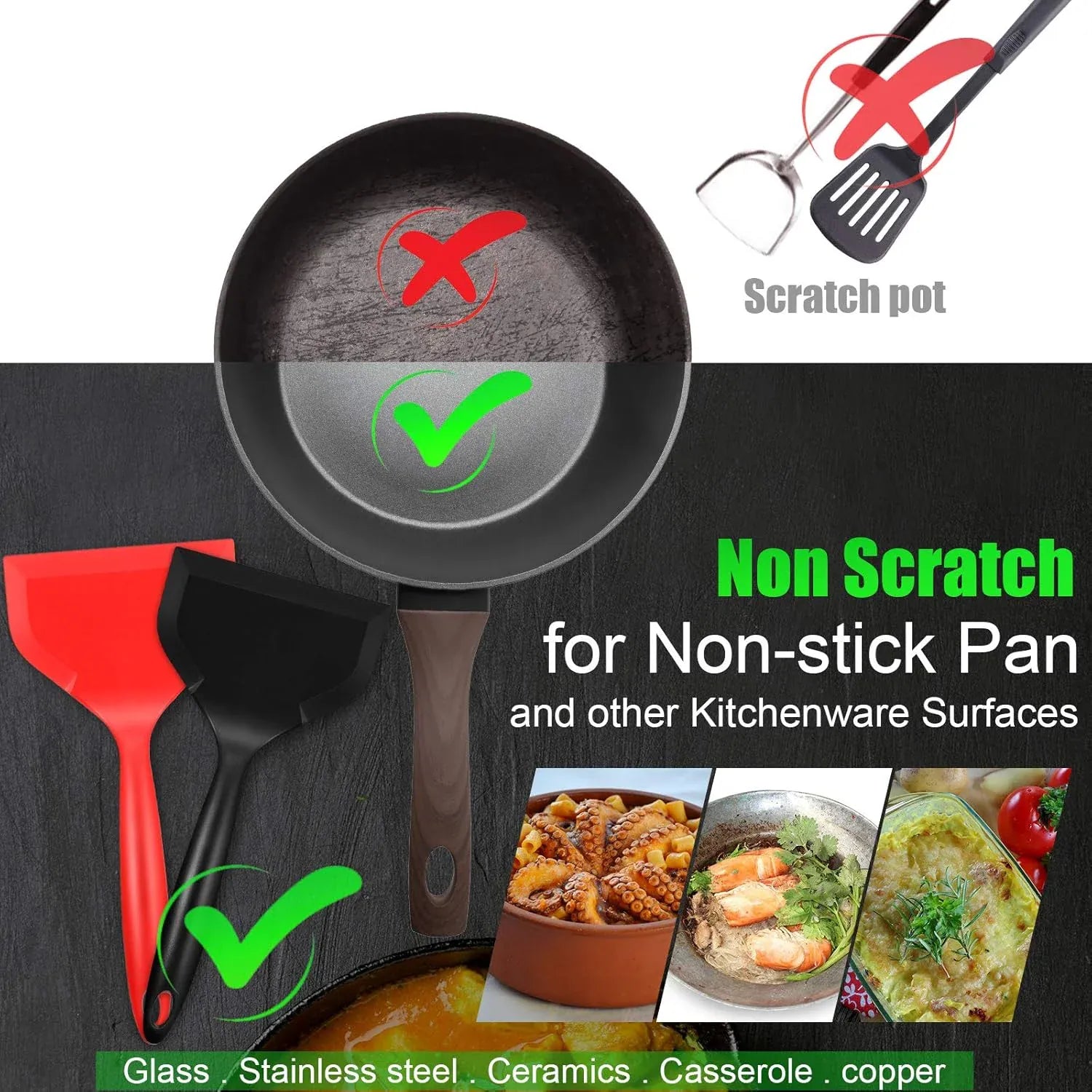 Spatule Silicone Large Flexible | 2 Pièces Résistante à la Chaleur spatule en silicone