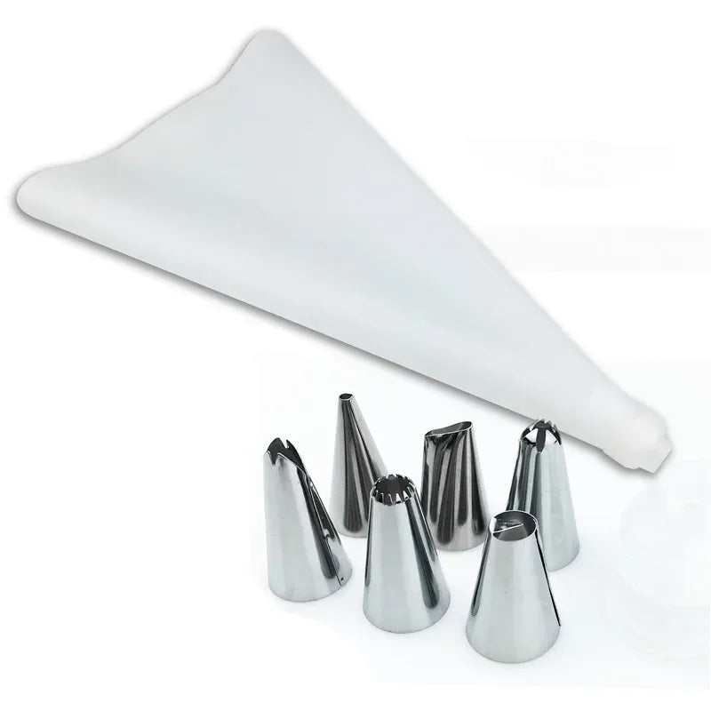 Poche à douille en silicone avec 7 embouts pour décoration de gâteaux douillepoche