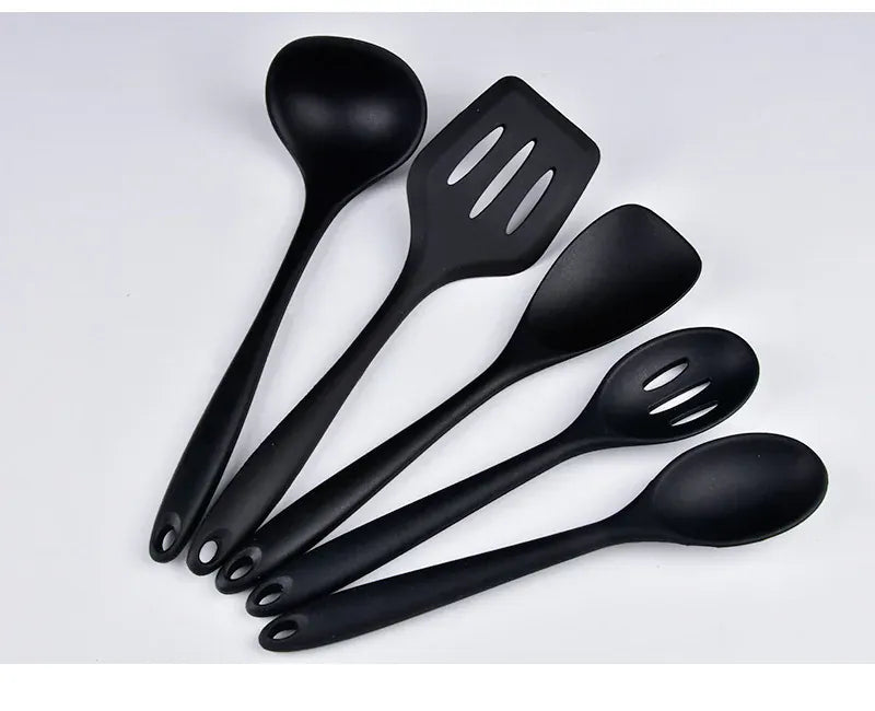 Set Ustensiles Silicone 5 pièces Résistants à la Chaleur Rouge spatule en silicone