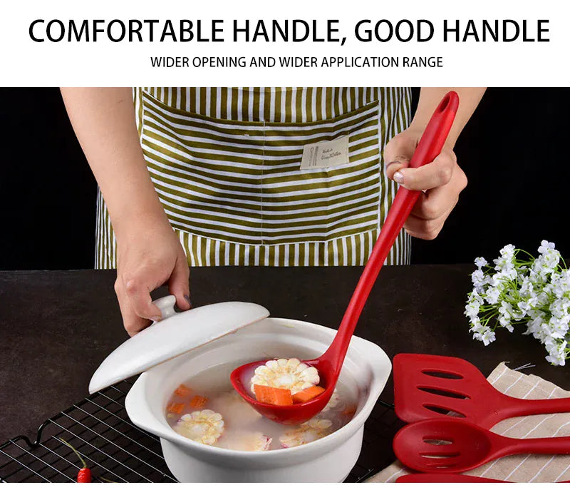 Set Ustensiles Silicone 5 pièces Résistants à la Chaleur Rouge spatule en silicone