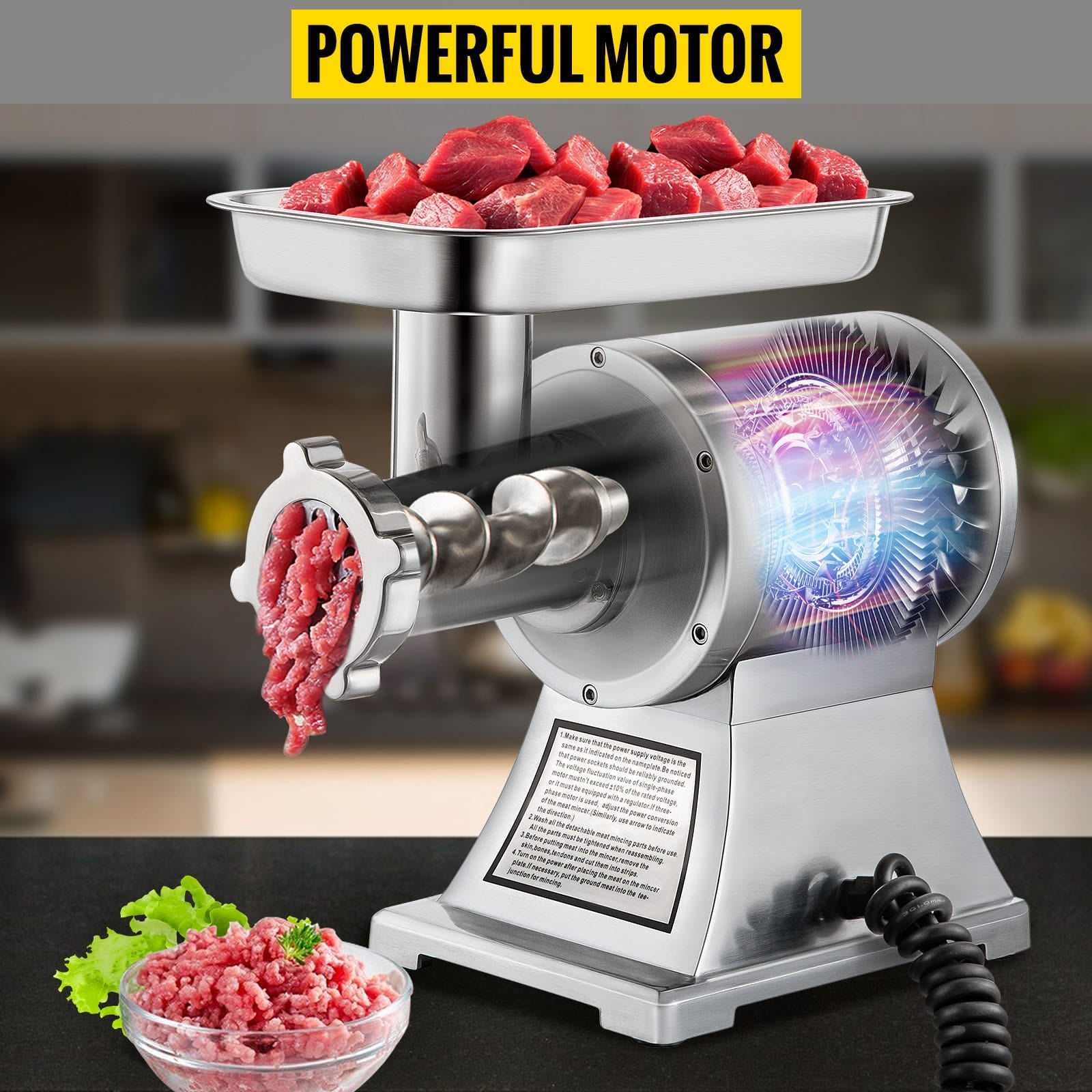 Hachoir à Viande Électrique Professionnel 1 100 W — 250 kg/h — Acier Inoxydable Hachoirs à Viande