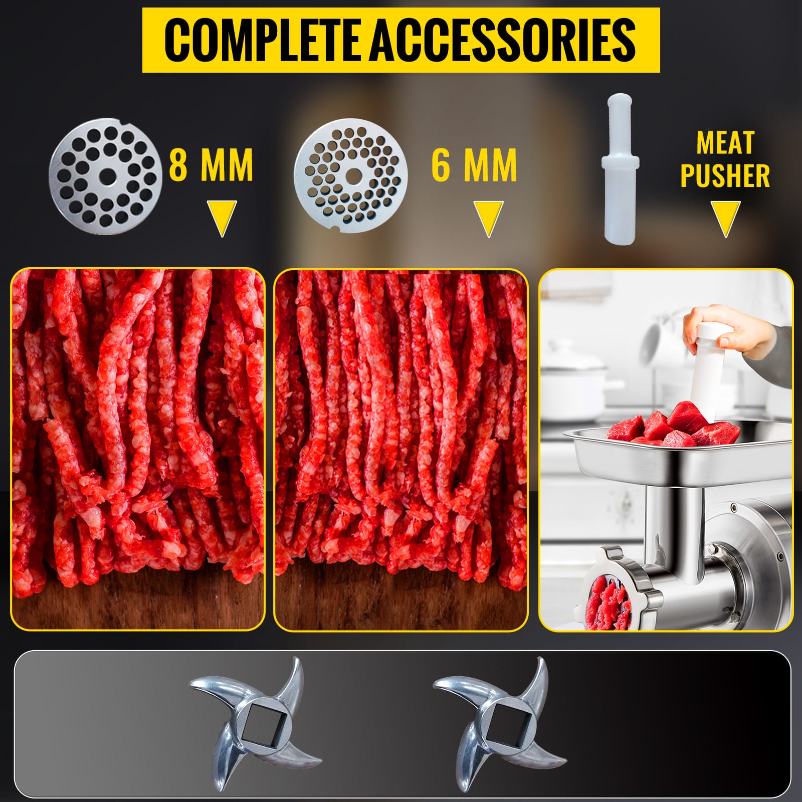 Hachoir à Viande Électrique Professionnel 1 100 W — 250 kg/h — Acier Inoxydable Hachoirs à Viande