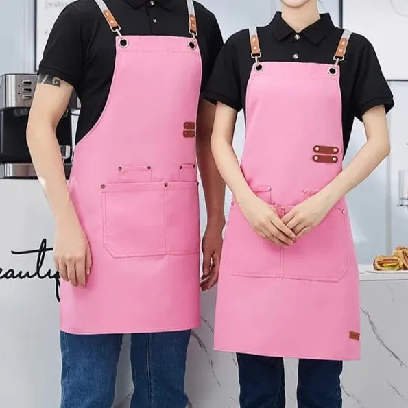 Tablier de cuisine toile imperméable avec poche et bretelles ajustables pour Barbecue tablier