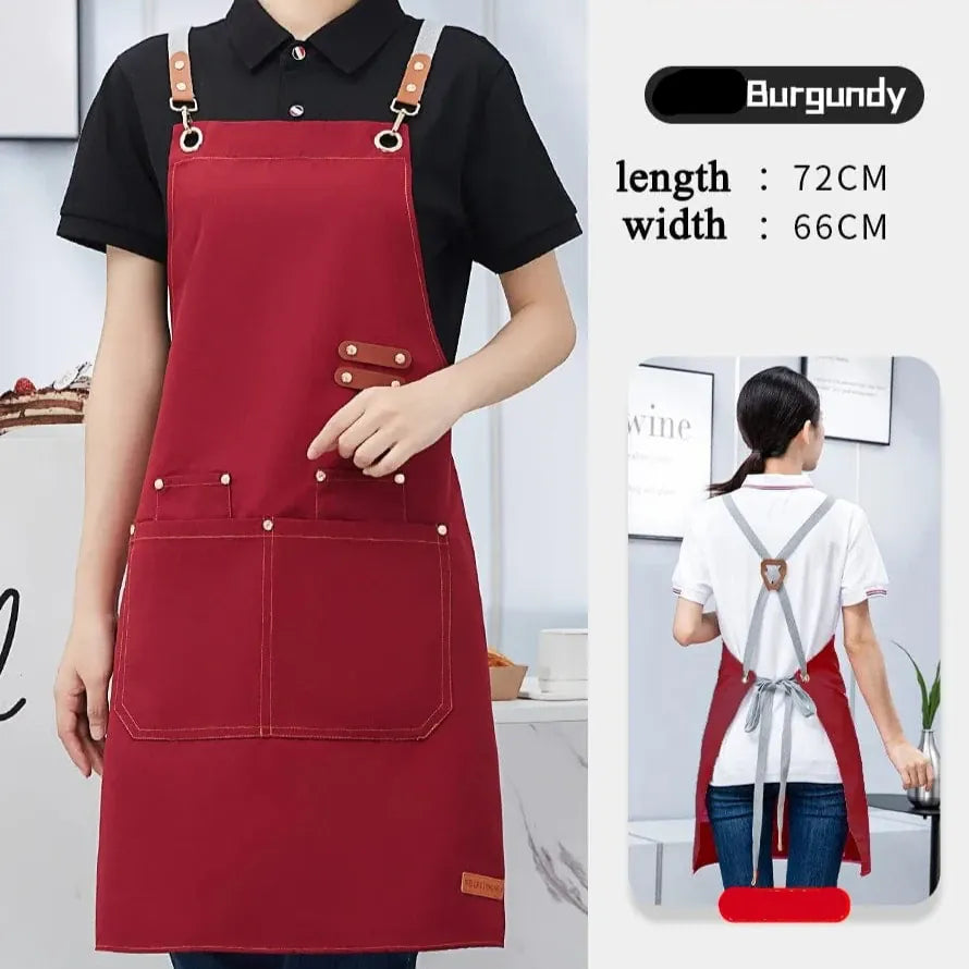Tablier de cuisine toile imperméable avec poche et bretelles ajustables pour Barbecue tablier