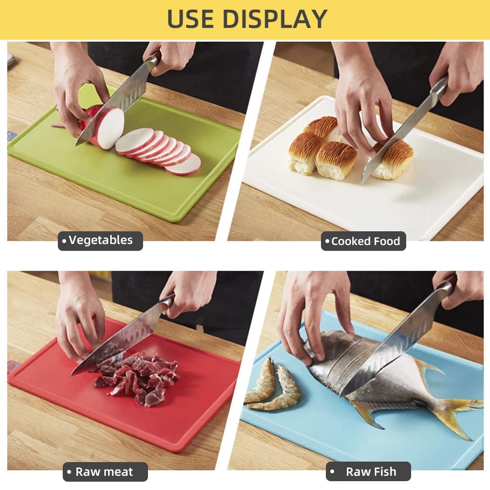 Planches à découper de cuisine avec support de rangement (lot de 4) Planche à Découper