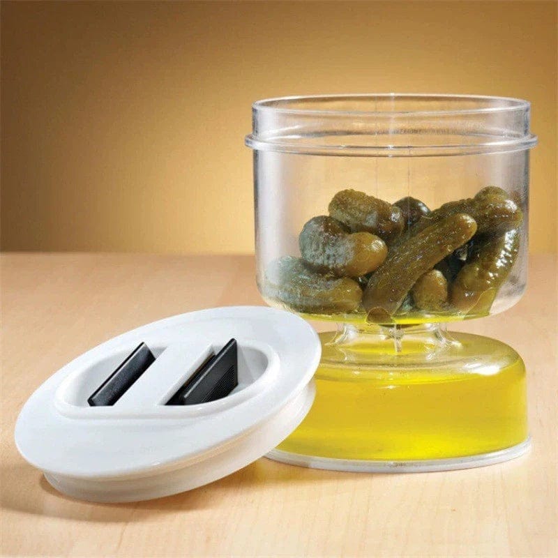 Distributeur d'Olives et Cornichons en Bocal pour Cuisine - Séparateur de Liquides Boîtes Hermétiques
