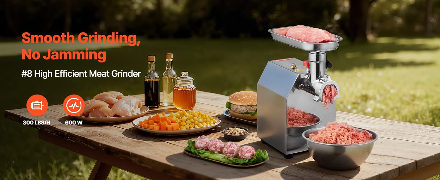 Hachoir à Viande Électrique Inox — 600W / 850W / 1100W avec Embout à Saucisses Hachoirs à Viande
