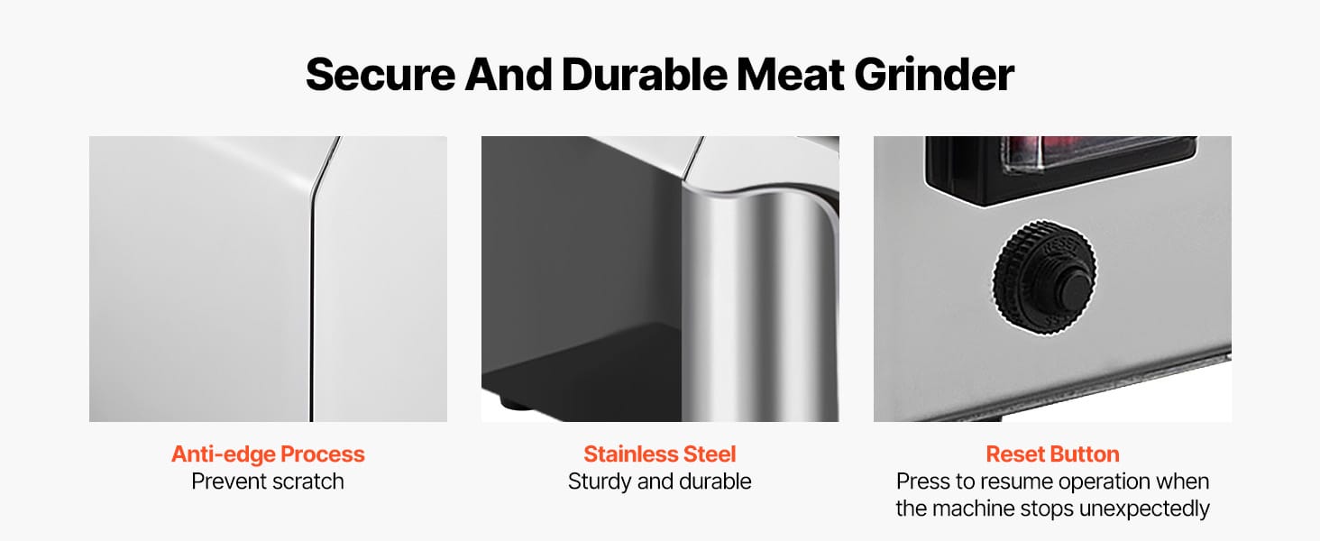Hachoir à Viande Électrique Inox — 600W / 850W / 1100W avec Embout à Saucisses Hachoirs à Viande