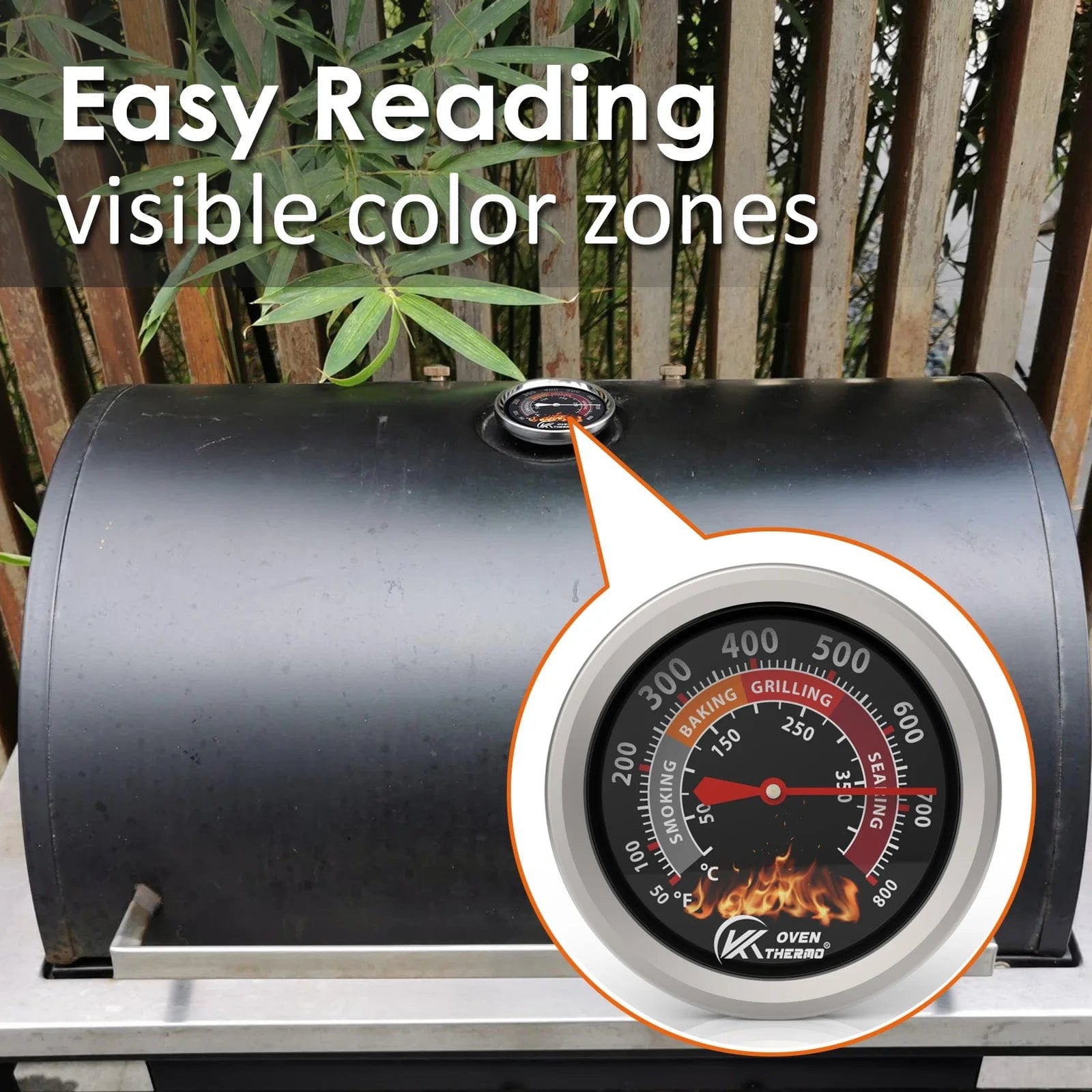 Thermomètre de Gril pour Barbecue en Inox avec Cadran - 400°C - KT THERMO barbecue
