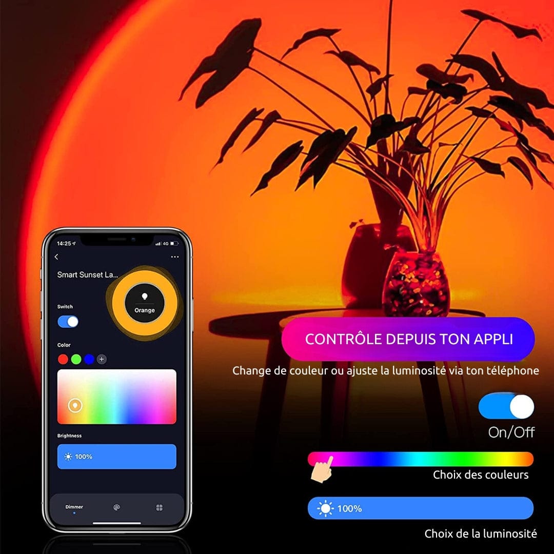 Lampe Coucher de Soleil controlable à distance (par télécommande et smartphone)