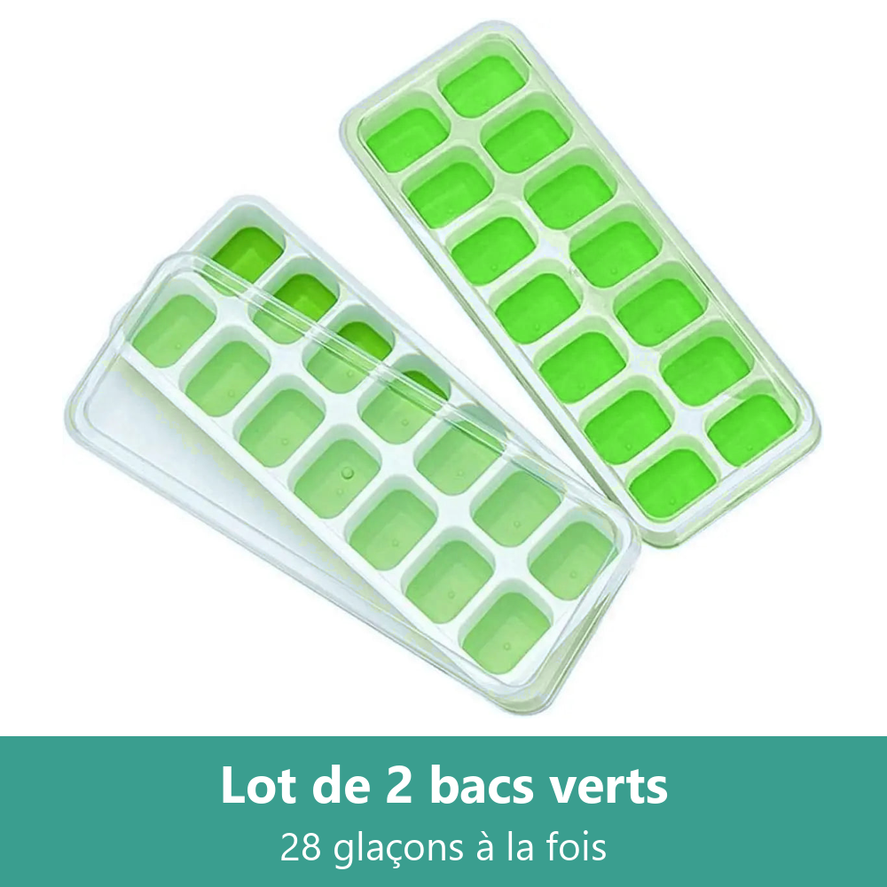 Lot de 2 bacs à glaçons verts