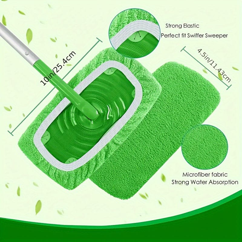 Lot 4 lingettes lavables pour balai plat - Absorption élevée, usage humide et sec, entretien facile balai