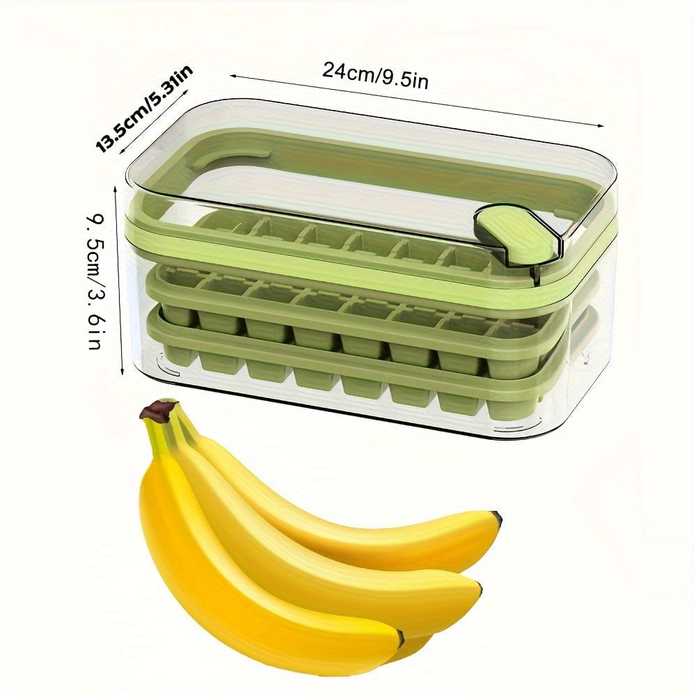 Lot de 2 bacs à glaçons - 64 compartiments - avec couvercle & bac de rangement bac à glaçons