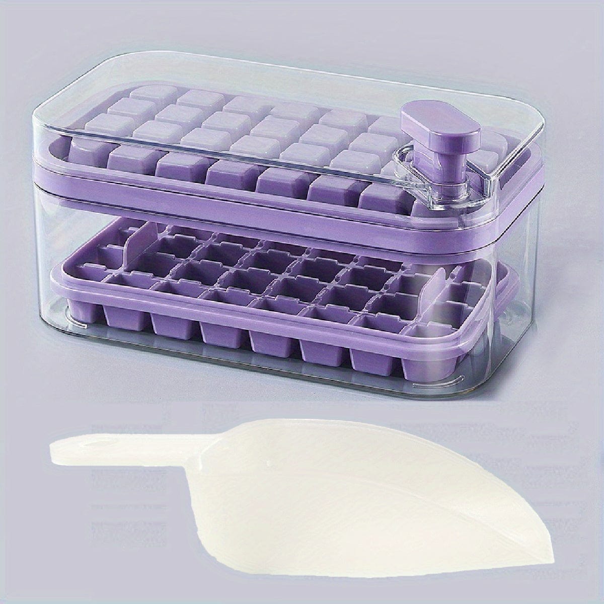 Lot de 2 bacs à glaçons - 64 compartiments - avec couvercle & bac de rangement bac à glaçons