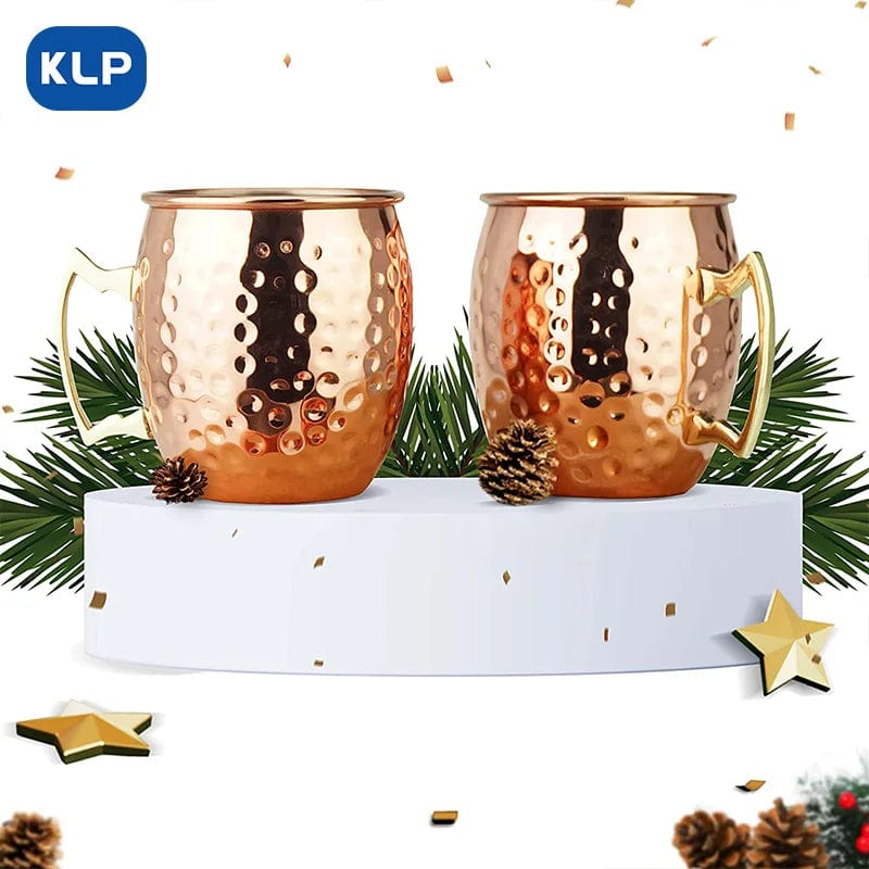 Lot de 2 Mugs Moscow Mule en Acier Inoxydable Plaqué Or Rose - Cadeau Bar (16.9 oz)