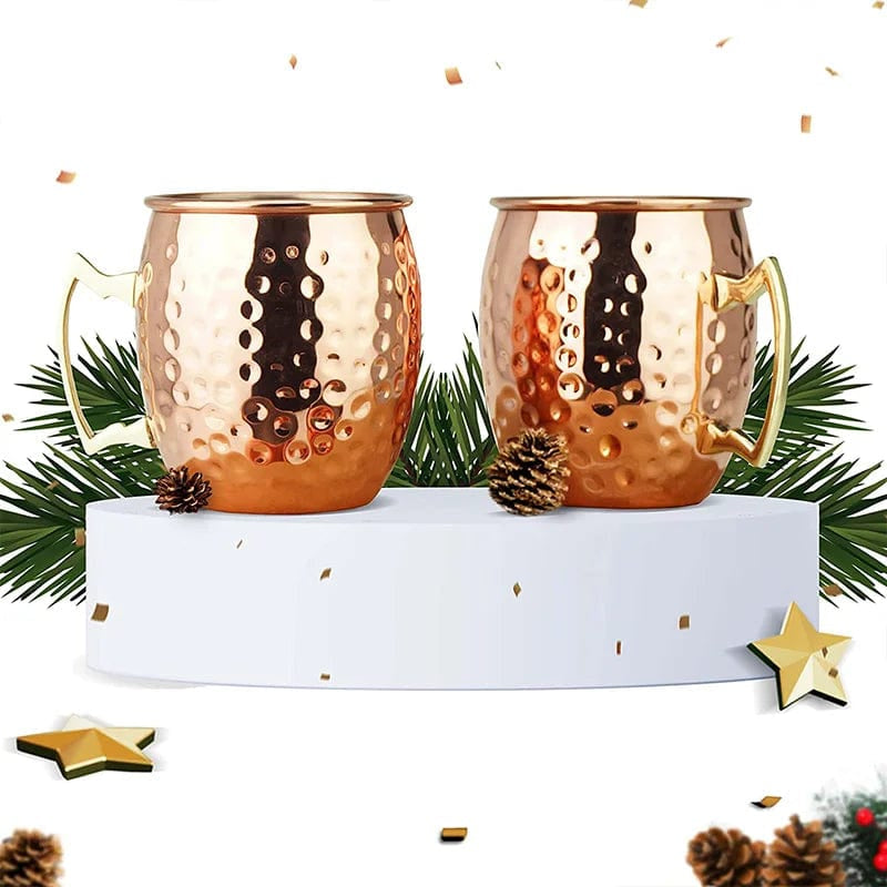 Lot de 2 Mugs Moscow Mule en Acier Inoxydable Plaqué Or Rose - Cadeau Bar (16.9 oz)