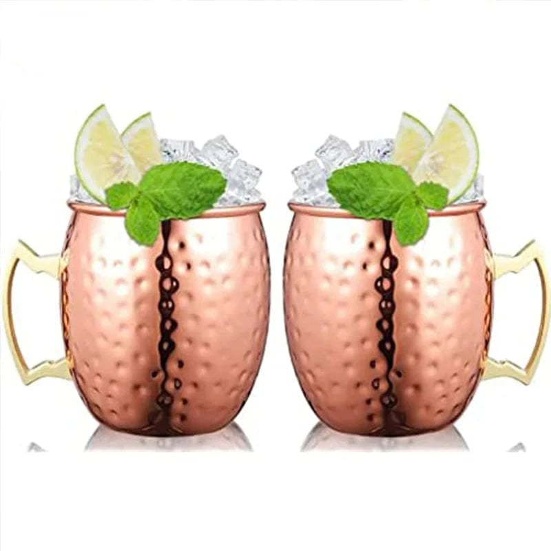 Lot de 2 Mugs Moscow Mule en Acier Inoxydable Plaqué Or Rose - Cadeau Bar (16.9 oz)