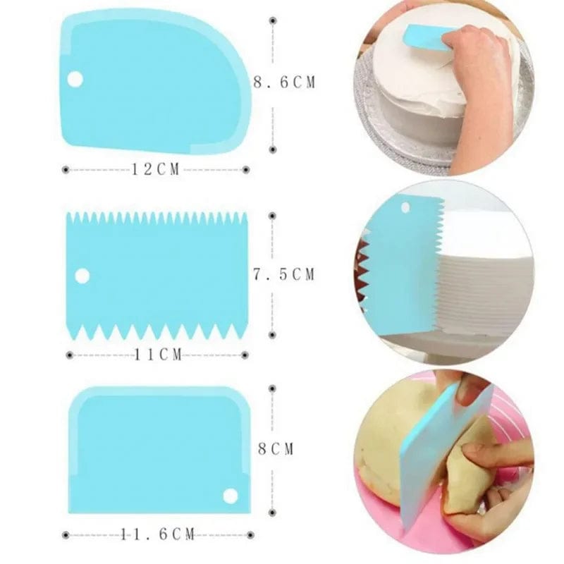 Lot de 3 grattoirs à crème pour gâteaux DIY