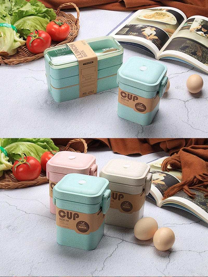 LunchBox Japonaise Multi-Compartiments avec Verre à Soupe Lunchbox