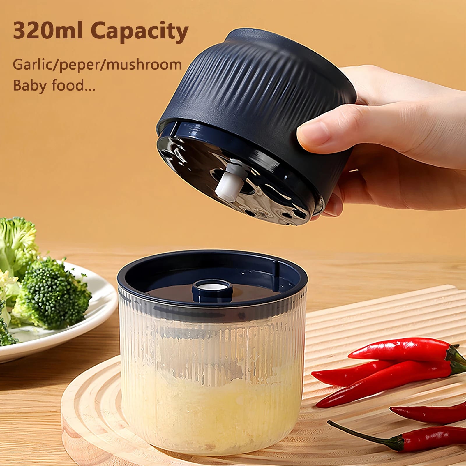 Mini Hachoir Électrique Rechargeable USB 300 ml — 6 Lames Inox hachoir electrique