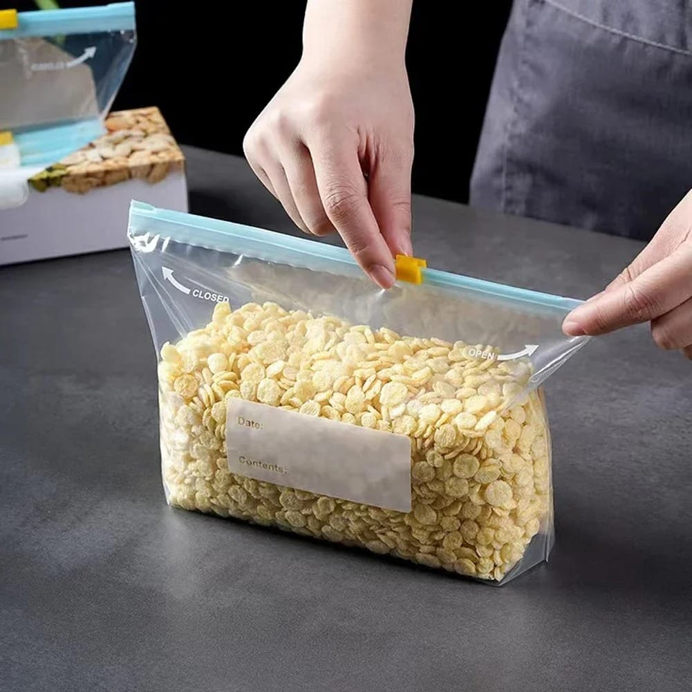 Sachets Zip Alimentaires Réutilisables - Lot de 60 pièces Anti-Fuite ssr