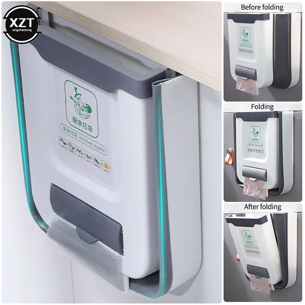 Poubelle de Cuisine Pliable Murale Suspendue — 7 L / 10 L, Porte de Placard Poubelle de cuisine