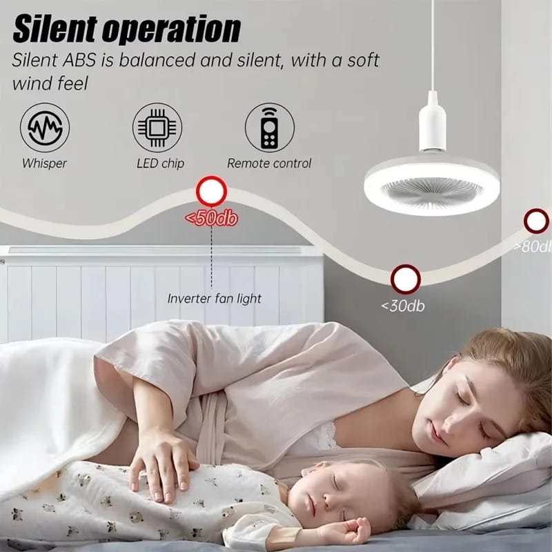 Ventilateur de Plafond avec Lampe LED E27 — 2-en-1, 3 Vitesses, Variateur & Télécommande