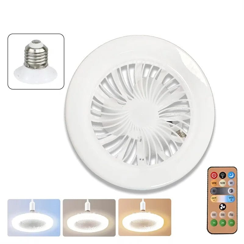 Ventilateur de Plafond avec Lampe LED E27 — 2-en-1, 3 Vitesses, Variateur & Télécommande
