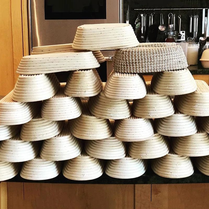 Panier de fermentation en rotin (lot de 2) – Banneton artisanal avec doublure en lin