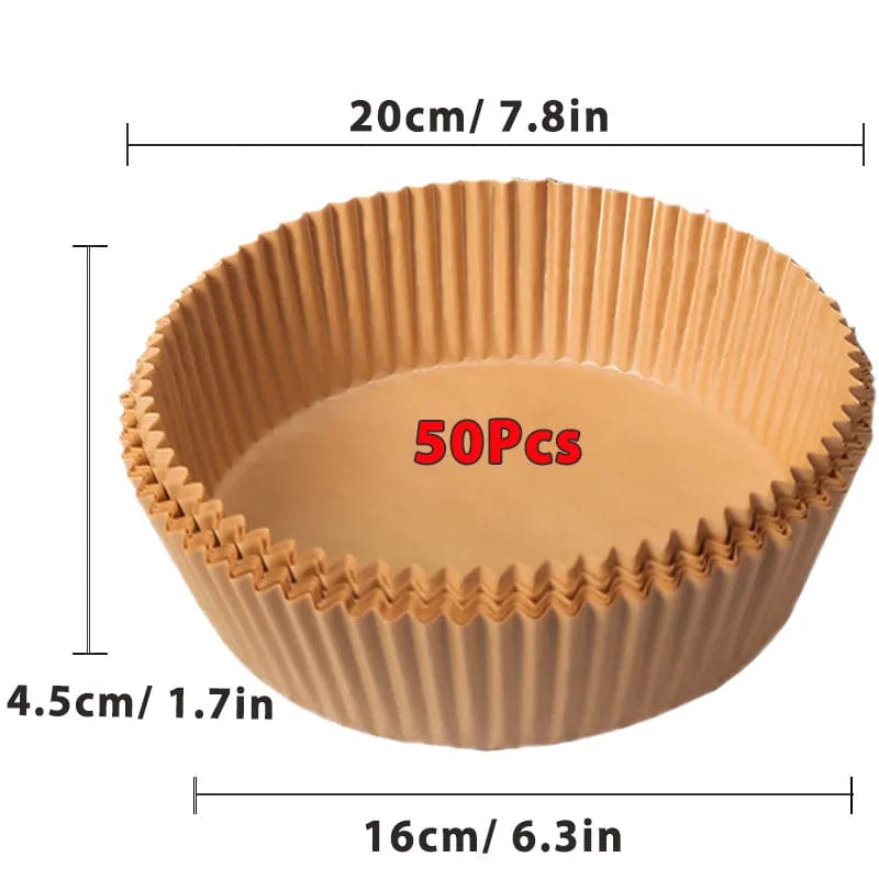 Papiers Cuisson Air Fryer, 100/50 Pièces, 16cm, Ronds, Blancs/Brun : Accessoires Cuisine Ecofriendly Air Fryer