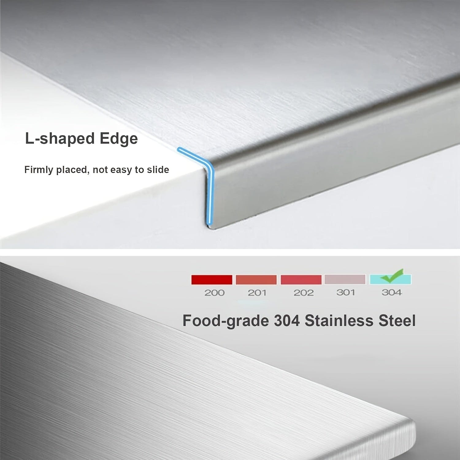 Planche à Découper en Inox - Antidérapante avec Bord de Protection Planche à Découper