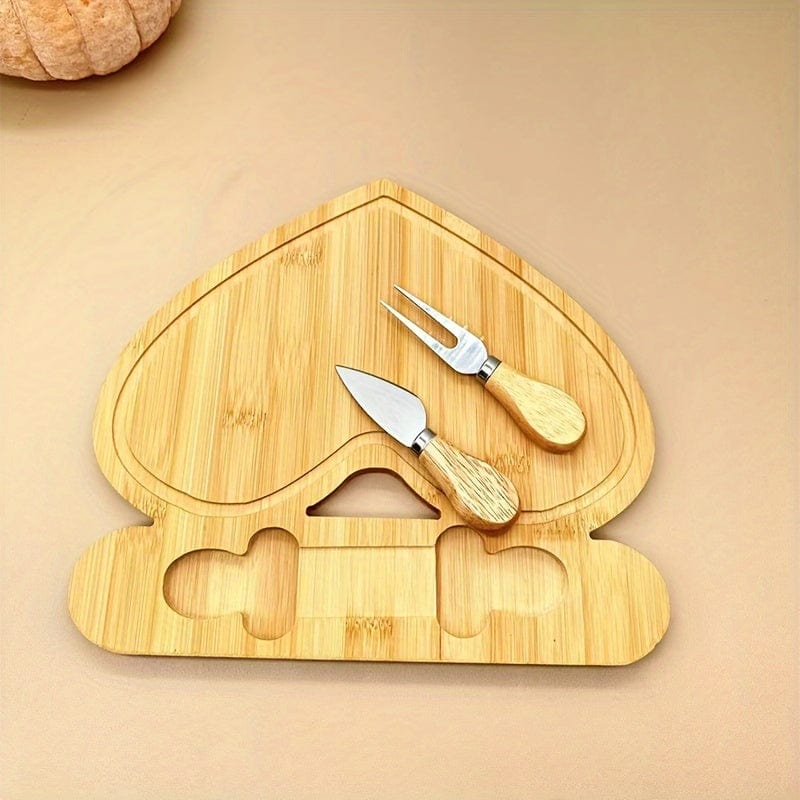 Planche à découper en bambou et couteau à fromage - idéal pour fruits, fromage et beurre - Cadeau parfait pour la fête des pères et des mères