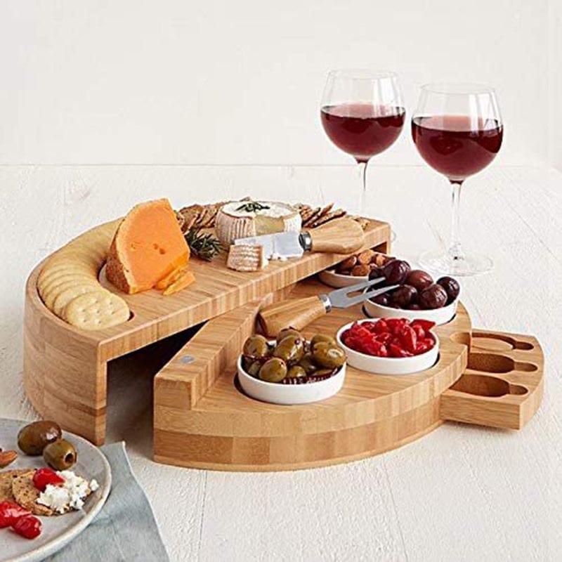 Plateau à fromage et charcuterie en bambou avec tiroir intégré plateau fromage charcuterie