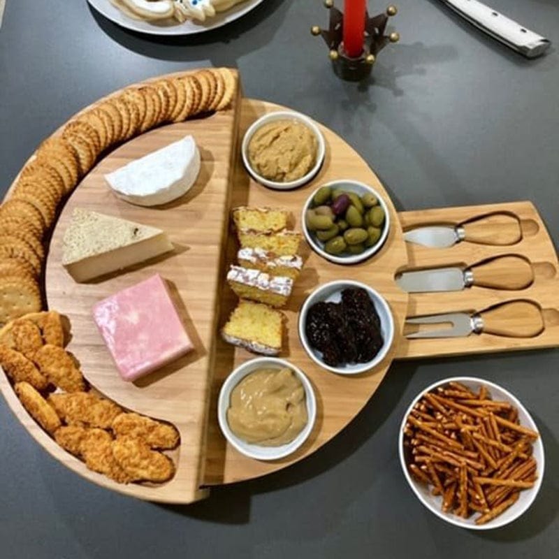 Plateau à fromage et charcuterie en bambou avec tiroir intégré plateau fromage charcuterie