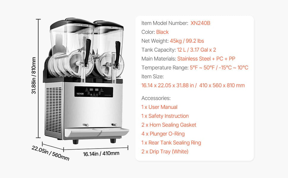 Machine à Granita Professionnelle 2×12 L — Double Cuve, 96 Boissons machine a granita