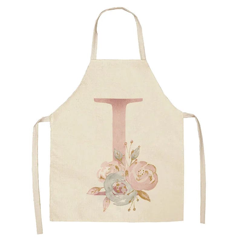 Tablier de Cuisine Enfant Motif Lettre Rose en Lin - Accessoires de Cuisson et de Boulangerie