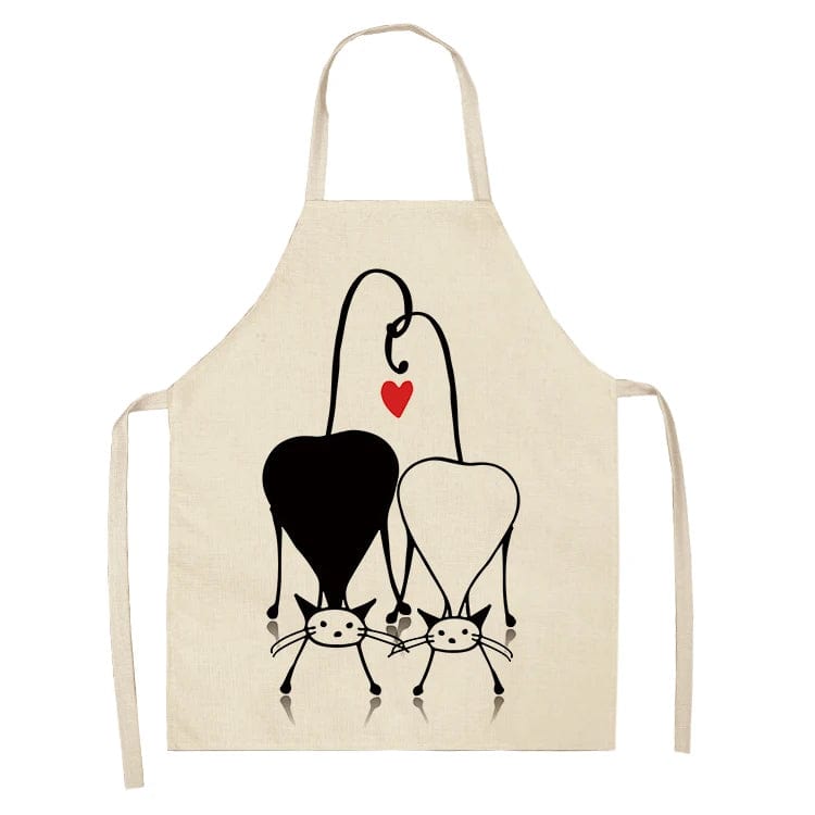 Tablier de Cuisine Impression Chats Mignons en Lin - I Love Cats tablier