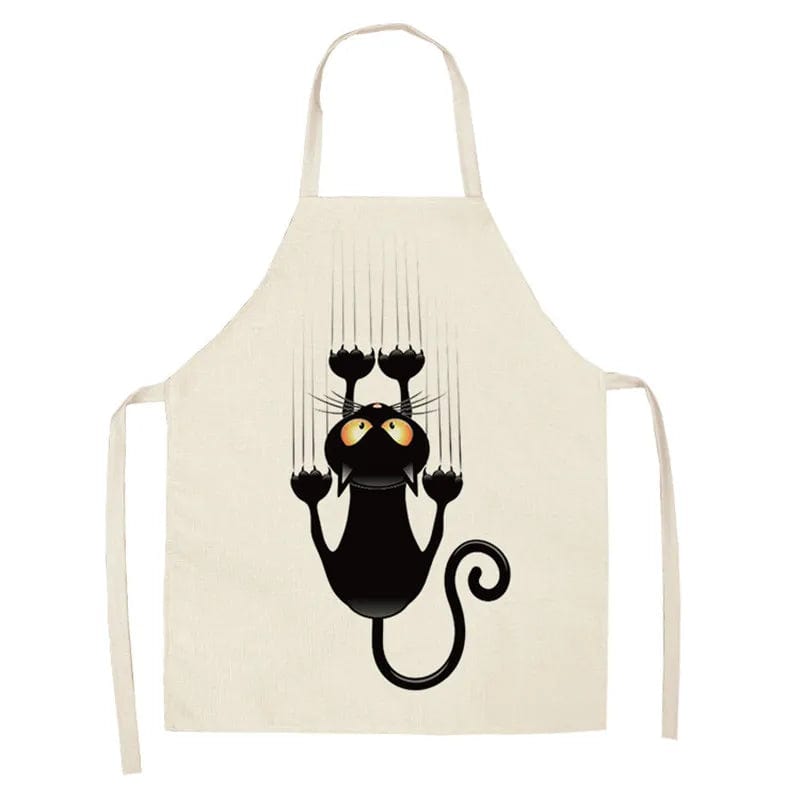 Tablier de cuisine en lin - Dessin de 4 Chats surpris tablier