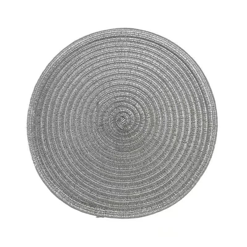 Tapis de Table Rond en Vinyle Tissé Individuel pour Décoration de Table, Lot de 1