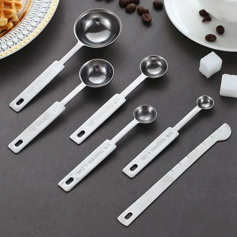 Ensemble de Cuillères et Tasses de Mesure en Acier Inoxydable - Pratique et Durable