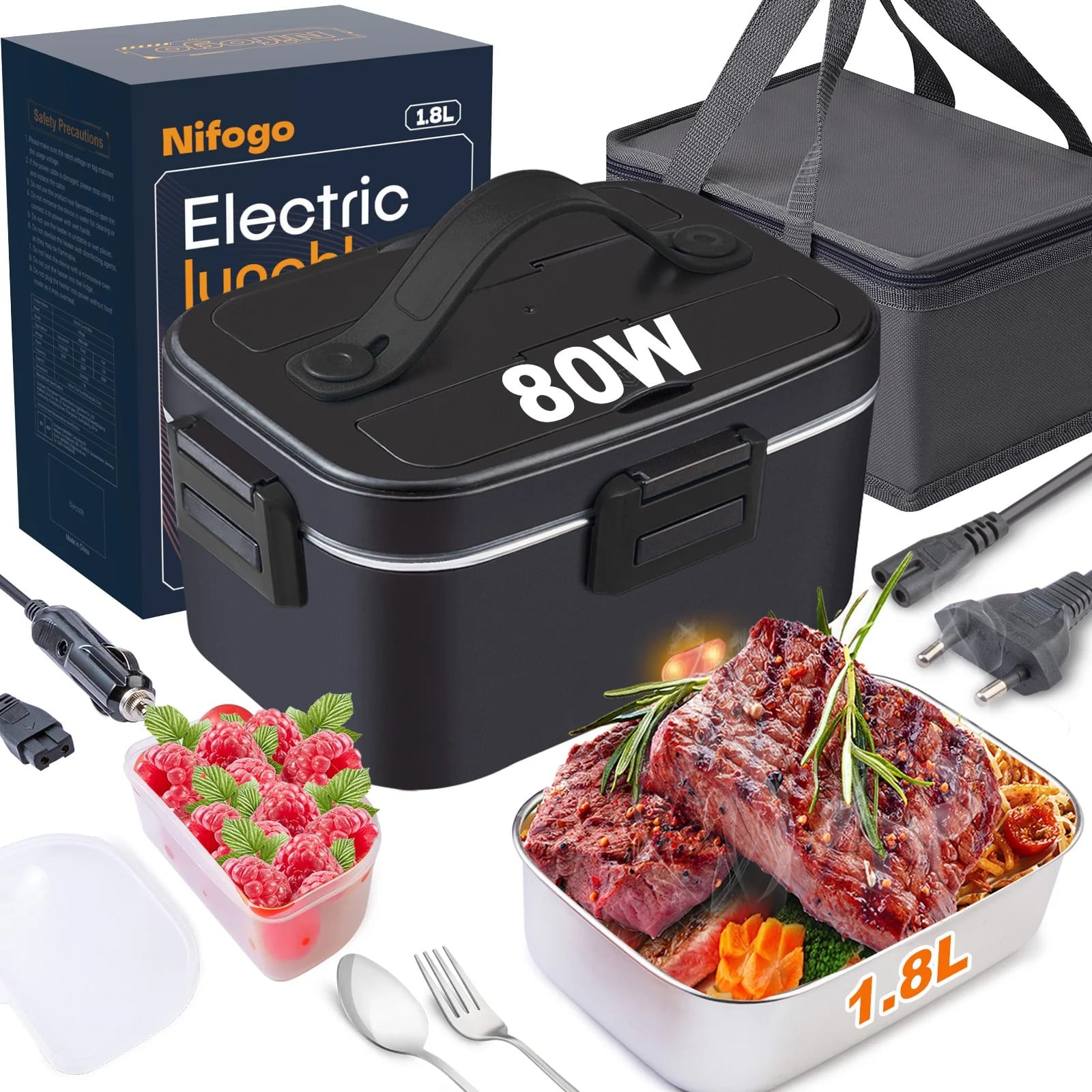 LunchBox Électrique Chauffante 80W - 1,5 à 2,5 litres lunchboxchauf