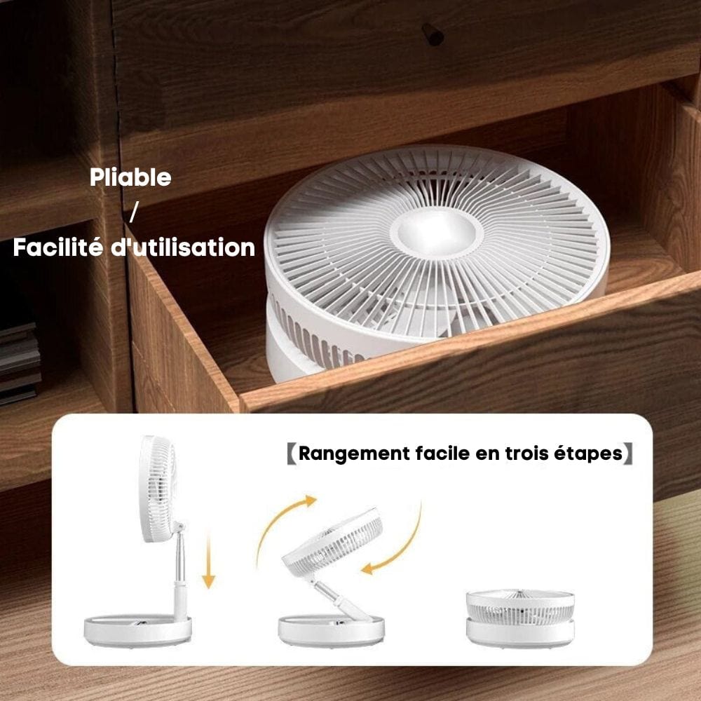 Ventilateur portable rétractable sans fil