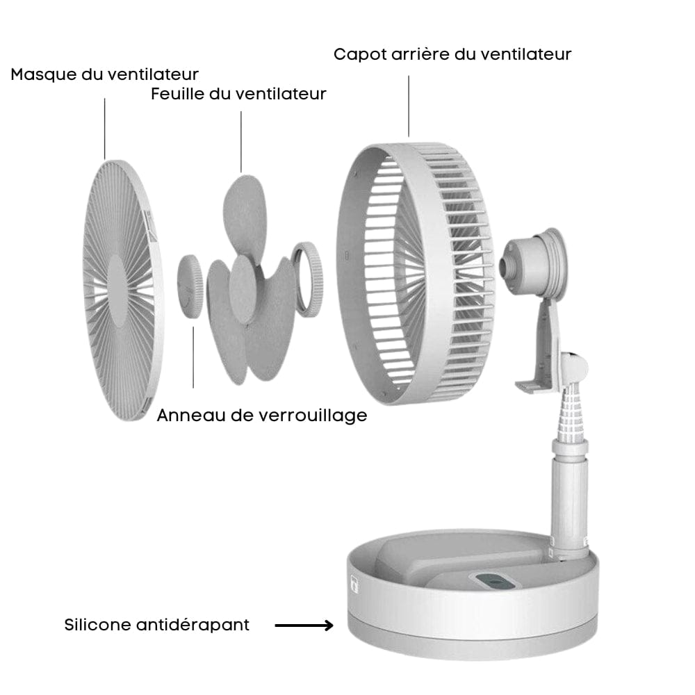 Ventilateur portable rétractable sans fil