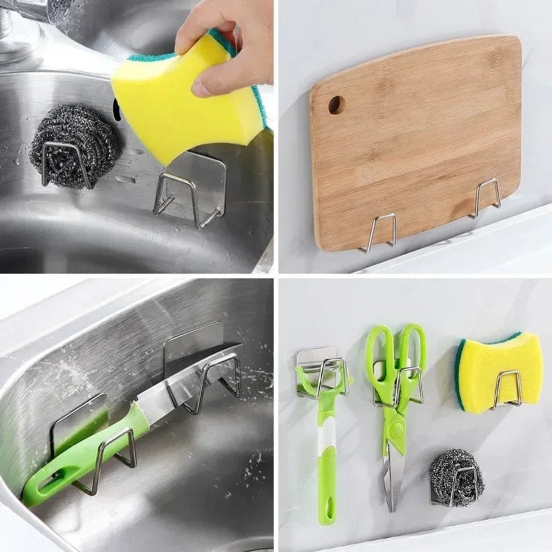 Porte-Éponges en Acier Inoxydable pour Évier de Cuisine, Lot de 1 à 6, Support Auto-Adhésif, Égouttoir, Rangement Mural