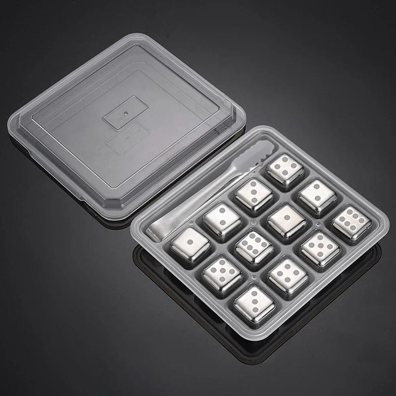 12 Glaçons Réutilisables Inox en forme de Dés à jouer glacon reutilisable