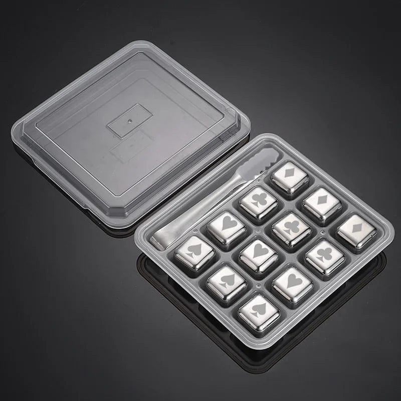 12 Glaçons Réutilisables inox en forme de Dés à Jouer motifs Poker glacon reutilisable