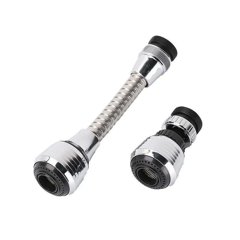 Lot de 2 Embouts de Robinet Rotatifs 360° - Court + Col Flexible, Anti-Éclaboussures