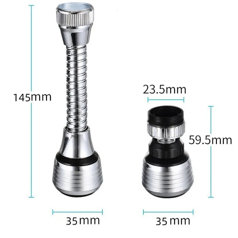 Lot de 2 Embouts de Robinet Rotatifs 360° - Court + Col Flexible, Anti-Éclaboussures