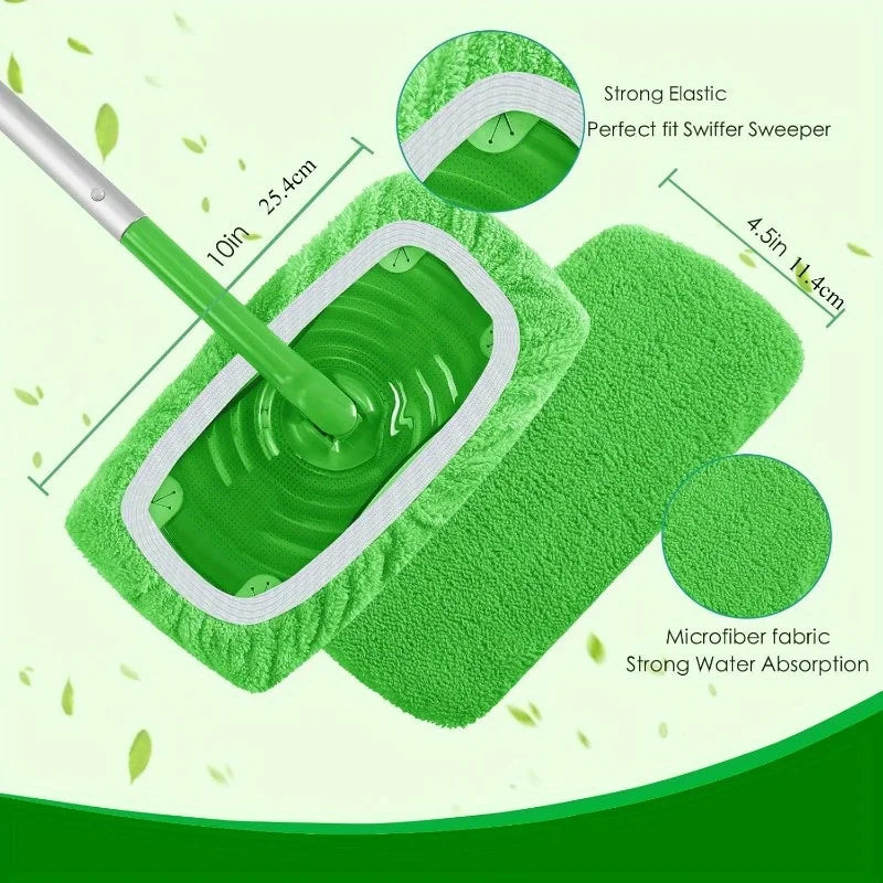 Lingettes Microfibre Lavables pour Balai Plat — Lot de 4 Réutilisables