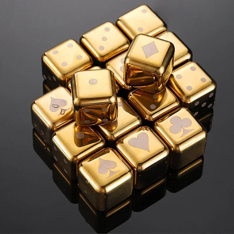 4 Glaçons Réutilisables Inox doré en forme de Dés à jouer glacon reutilisable